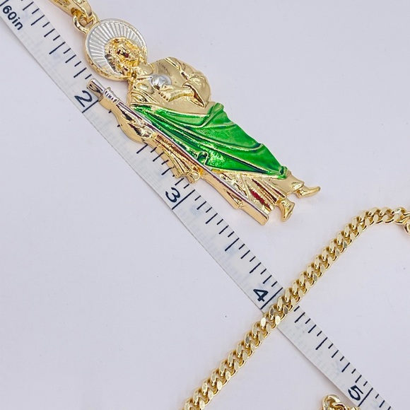 Saint Jude And Chain Gold Laminated 14k - Picture 4 of 5